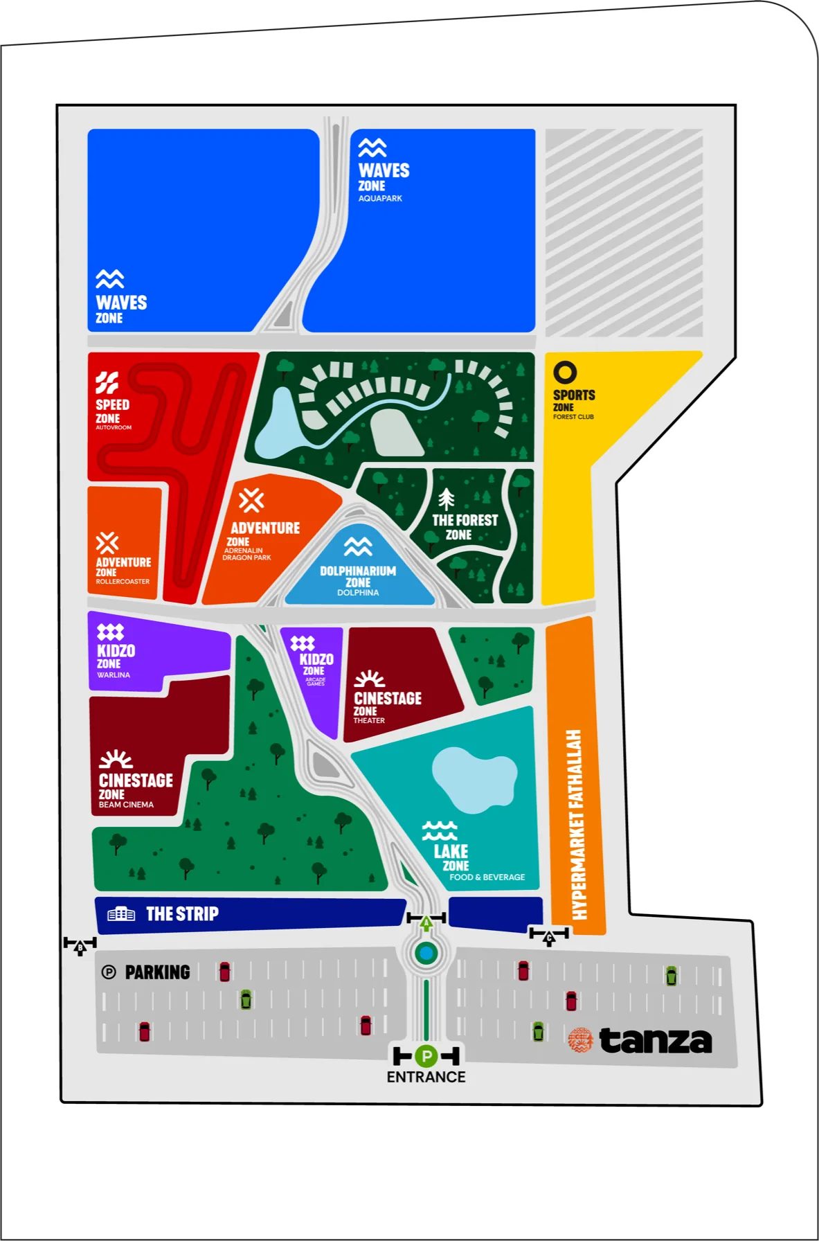 Adventure Zone shown on the TANZA site map