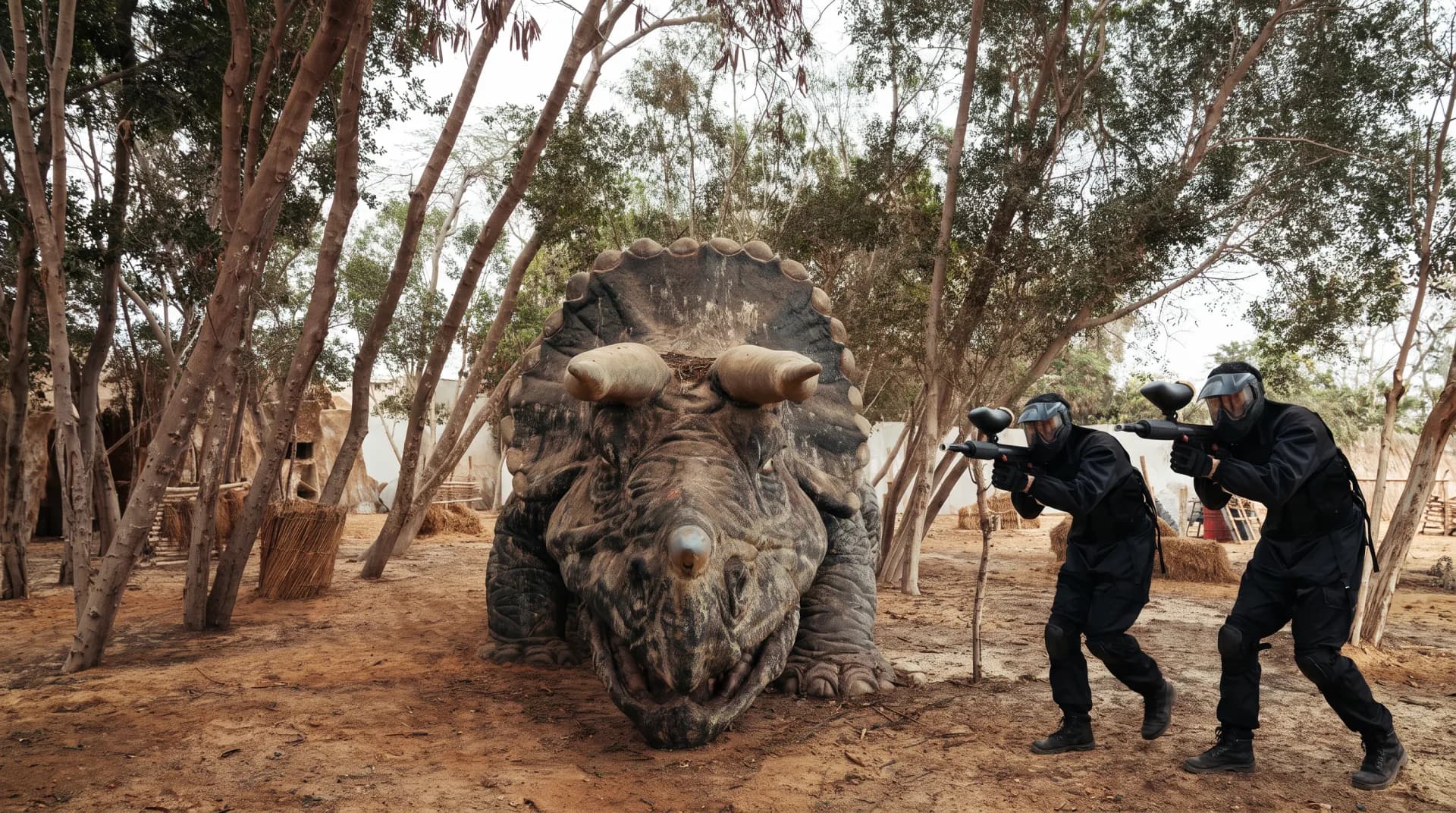 Paintball in the dinosaur arena