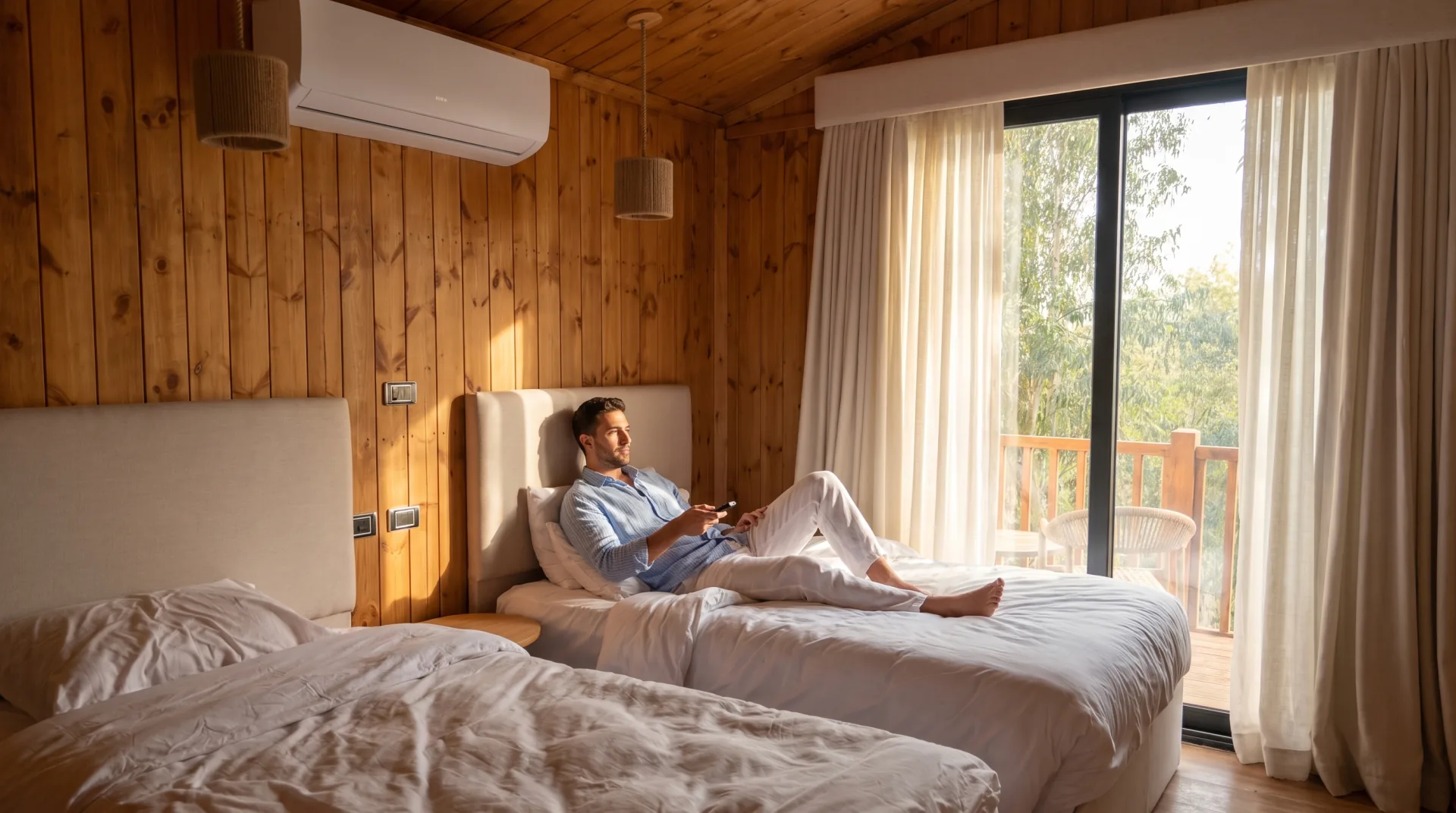 Inside a forest lodge